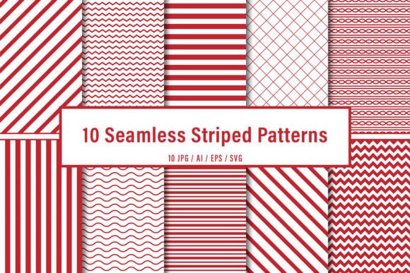 10 Seamless Dark Red Striped Patterns for Crafting and Design