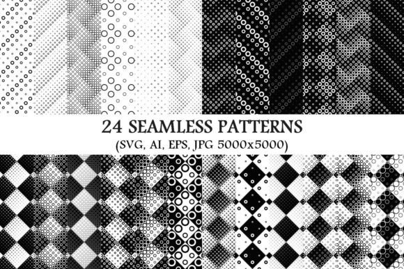 24 Monochrome Seamless Circle Patterns for Modern Graphics