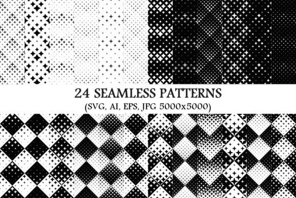 24 Monochrome Seamless Star Patterns for Modern Graphics