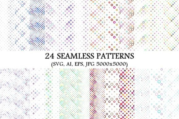 24 Seamless Colorful Circle Patterns for Graphics and Patterns