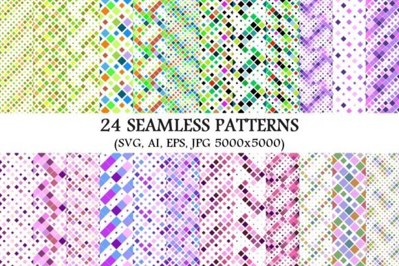 24 Seamless Colorful Square Patterns for Crafting and Design