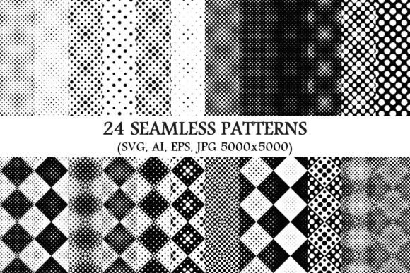 24 Seamless Monochrome Dot Patterns for Modern Graphics