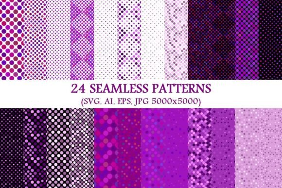 24 Seamless Purple Dot Patterns for Branding and Graphics