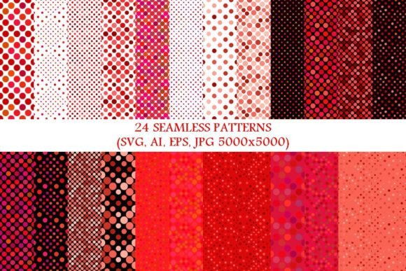 24 Seamless Red Dot Patterns for Graphic Design