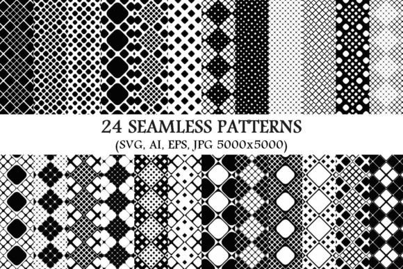 24 Seamless Rounded Square Patterns for Crafting and Graphics