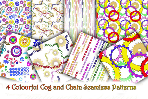 4 Cog and Chain Seamless Patterns for Modern Web Design