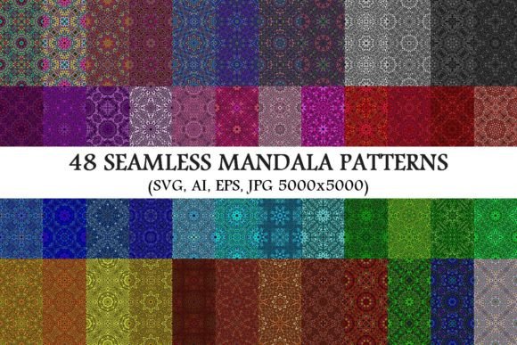 48 Seamless Colorful Mandala Patterns Review