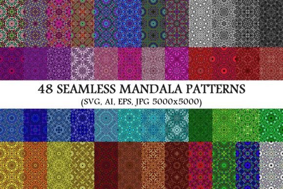 48 Seamless Floral Mandala Patterns for Crafting and Design