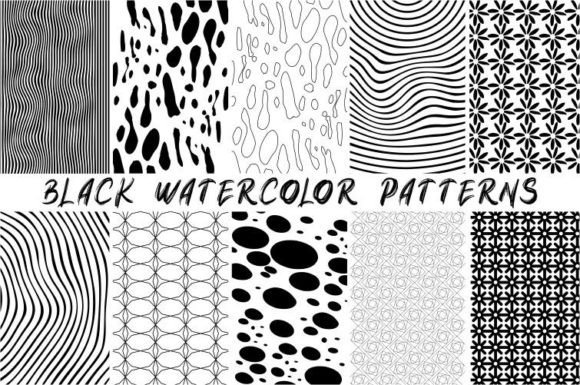 Black Watercolor Patterns for Digital Product Creators