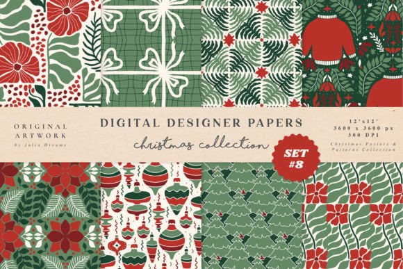 Christmas Digital Paper Set Patterns SVG Review