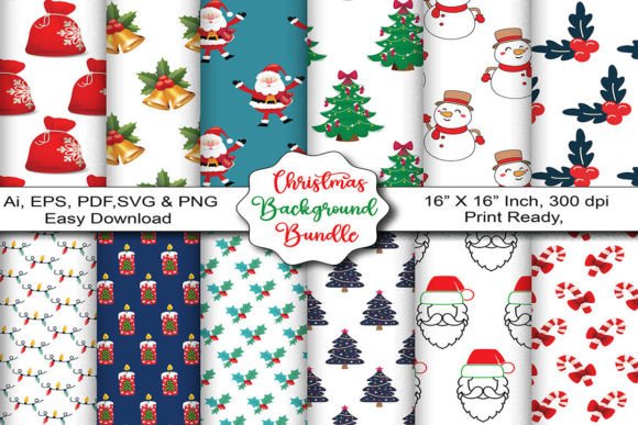 Christmas Digital Patterns Backgrounds for Branding and Packaging