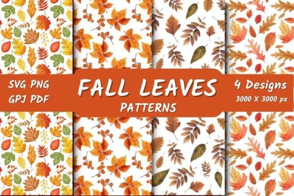 Fall Leaves Seamless Patterns Bundle for Local Business Branding