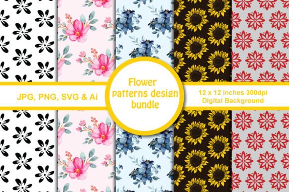 Flower Background Patterns Bundle - Graphics for Handmade Creations