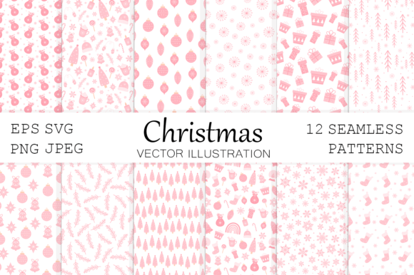 Pink Christmas Seamless Patterns for Blog and Web Design