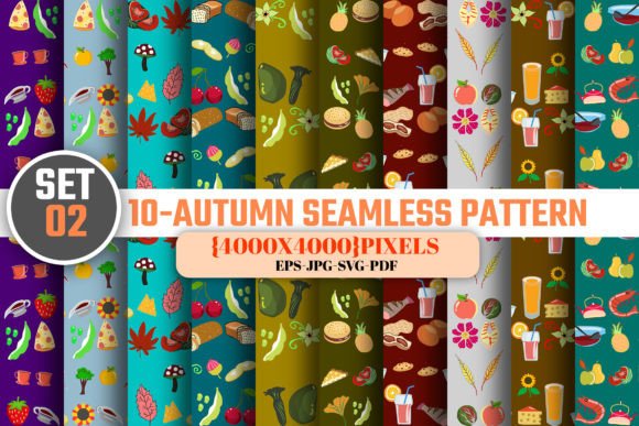 Seamless Autumn Digital Paper Patterns-3 for Graphics and Patterns