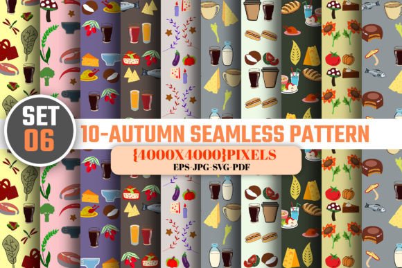 Seamless Autumn Digital Paper Patterns-6 for Branding and Graphics