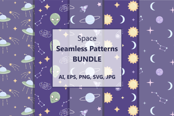 Space Seamless Patterns Set for Blog Graphics and Website Design