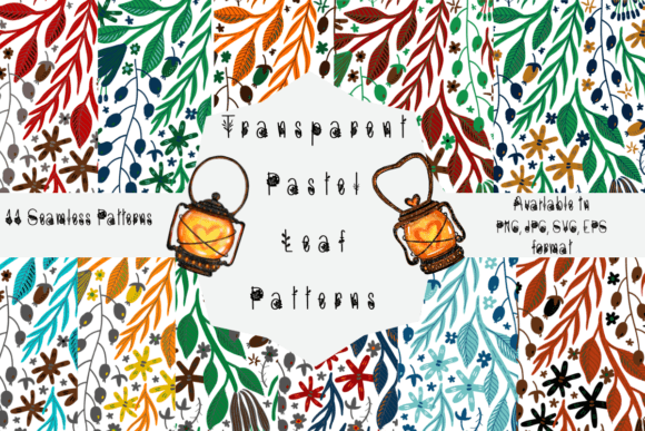 Transparent Pastel Leaf Patterns for Digital and Print Projects