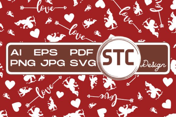 Valentine Red Cupid Love Patterns for Marketing and Branding